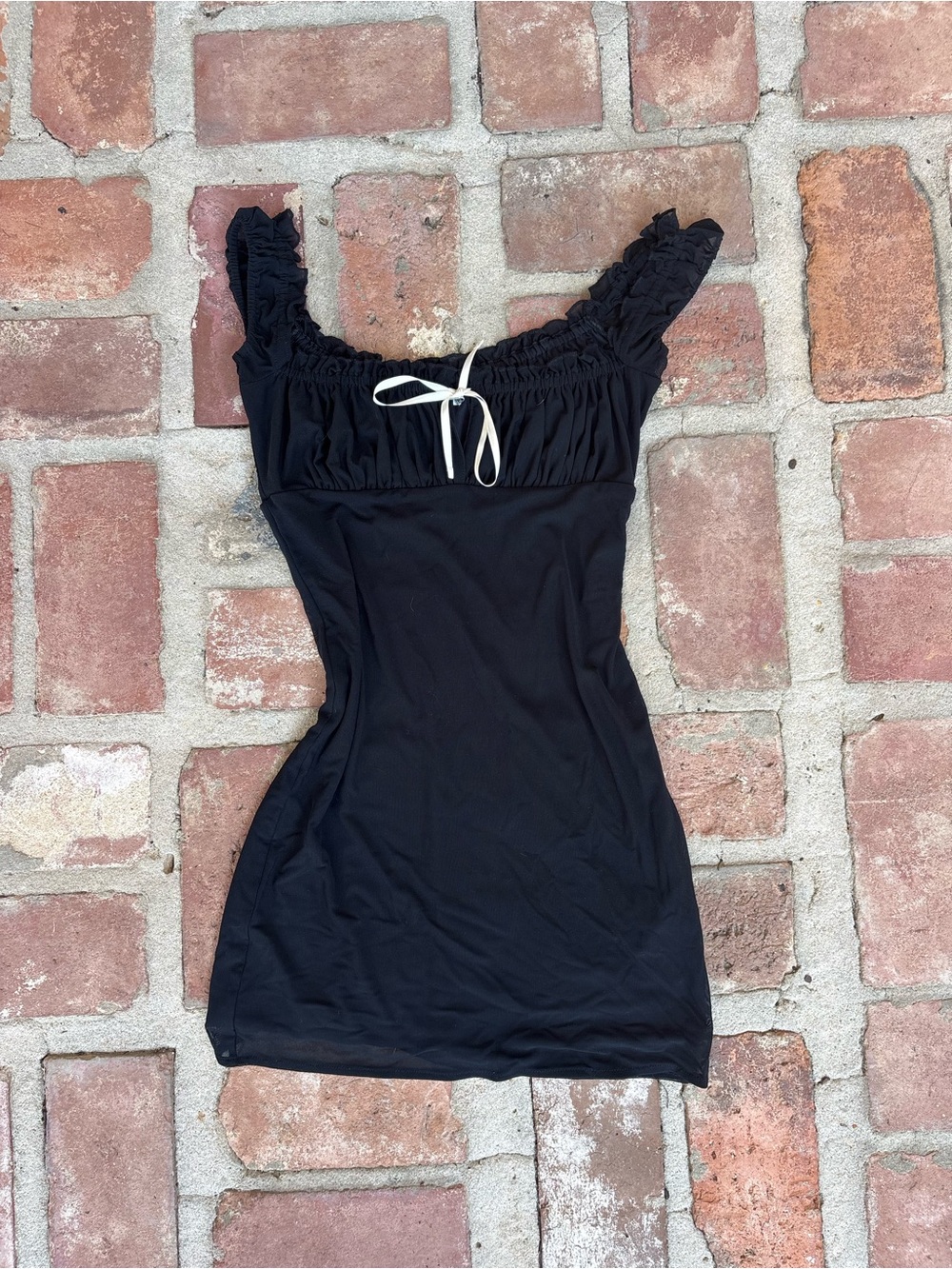 Kimchi Blue Black Ruffled Tie-Front Mini Dress